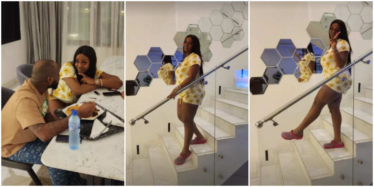 See photos of Chioma rocking nightgown inside Davido's mansion