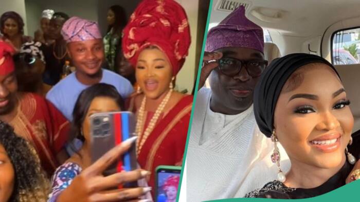 Mercy Aigbe and hubby struggle as die-hard fans surround them to take photos, videos: "I for don knock people"