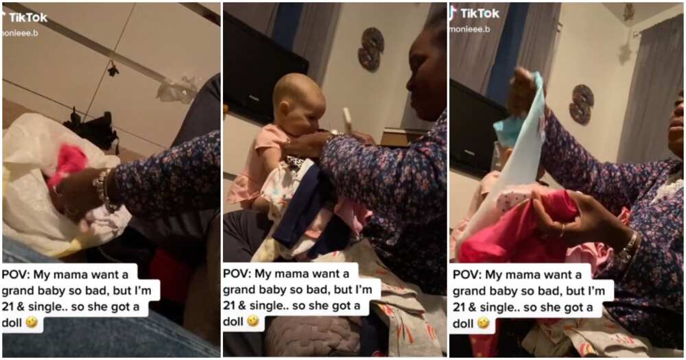 Mum gets a doll, grandchild, mum buys a doll for herself