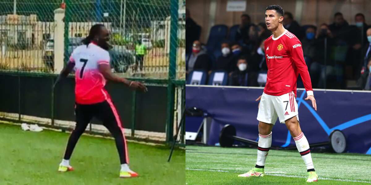 Nigerian music star Adekunle Gold scores superb goal in training then celebrates like Cristiano Ronaldo