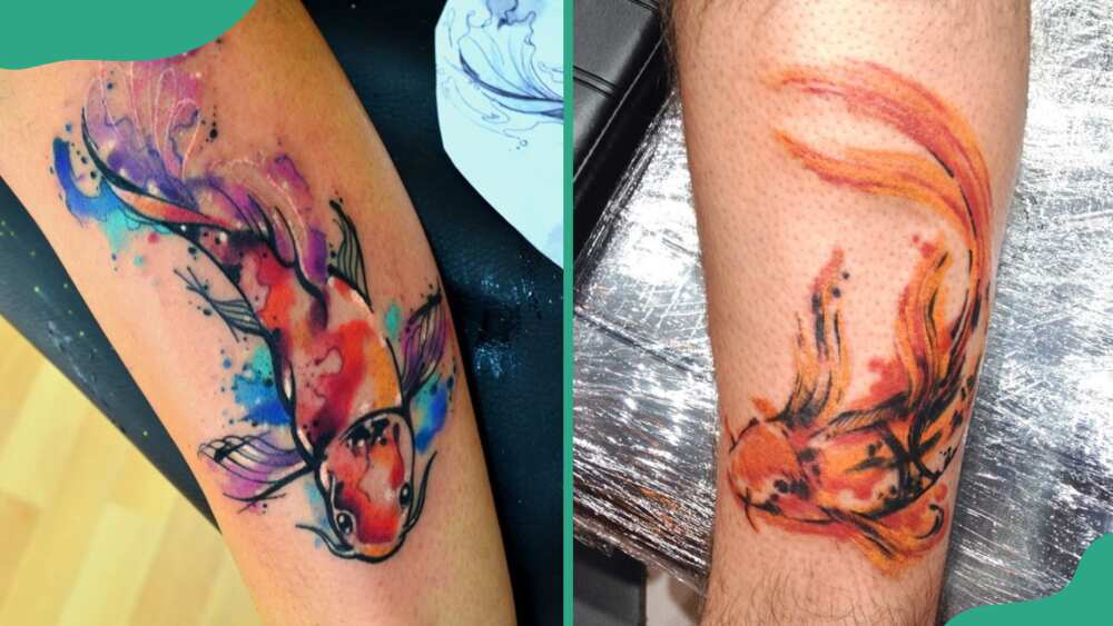 Watercolour koi tattoos