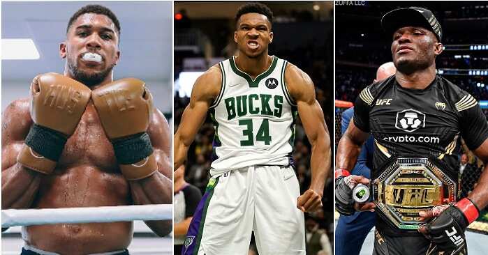 Anthony Joshua, Kamaru Usman, Giannis Antetokounmpo, medals, proud