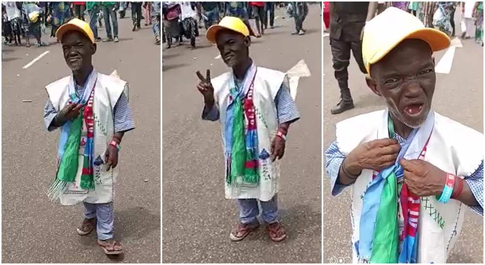 Photos of a short man at APC rally in Lagos.