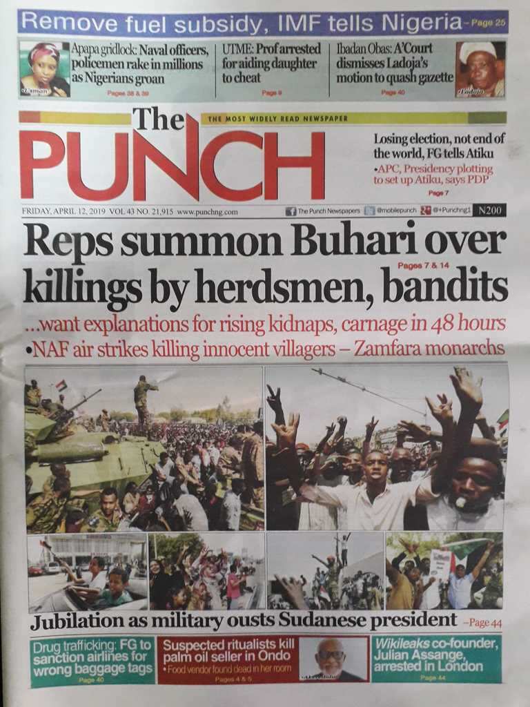 Newspaper Review: Reps summon Buhari over insecurity in Zamfara