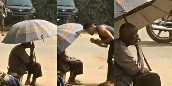 Nigerian beggar gives out money to a young man who needed it in viral video