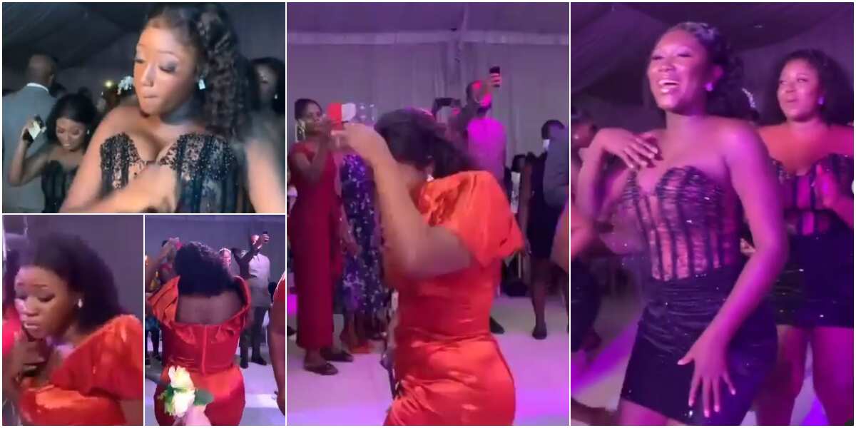 Reactions as stunning bridesmaids change to second outfit, 