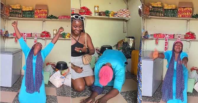 Lady gifts woman provision shop, sweet video