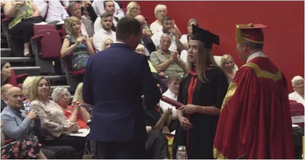 Double celebration as man proposes to girlfriend during her graduation