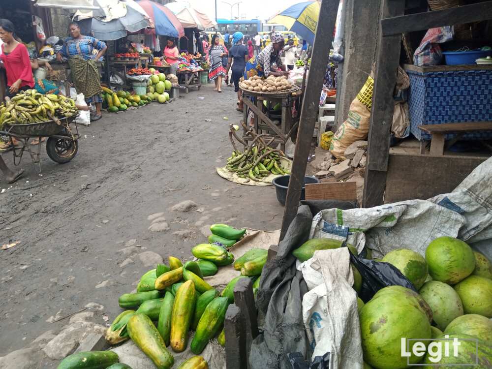 Pawpaw and watermelon on display at Jakande market, Ketu, Lagos. Photo credit: Esther Odili