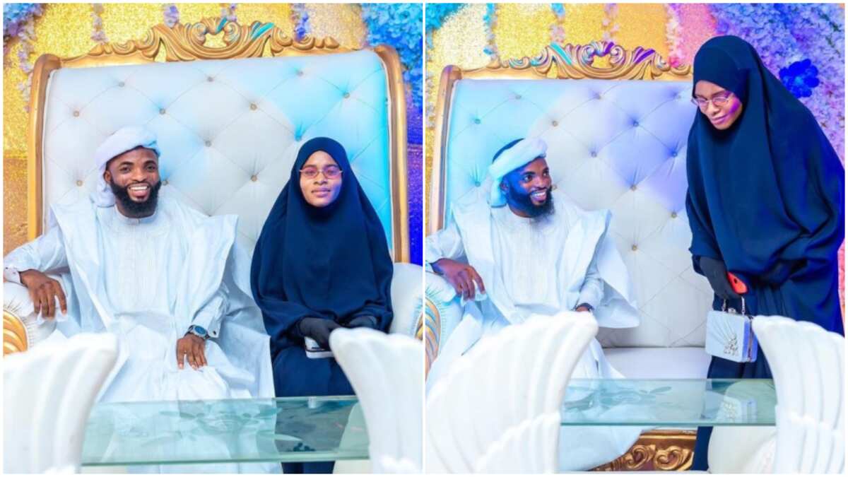 Beautiful photos showing Muslim wedding ceremony with cute cake stand, bride in hijab go viral