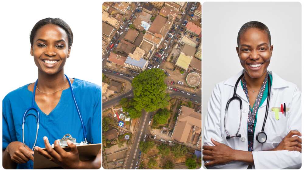 Photo of Nigeria doctors and aerial view of Gambia