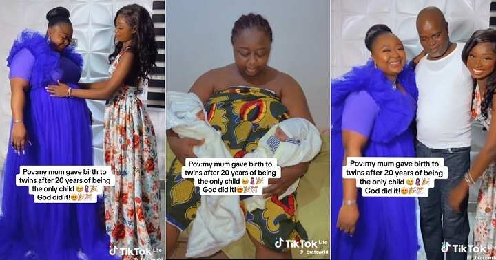 Lady excited as her mum welcomes twins after 20 years