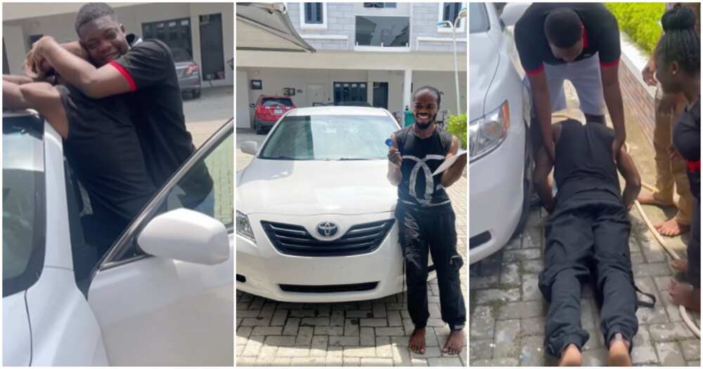 Cute Abiola gifts crew member new car