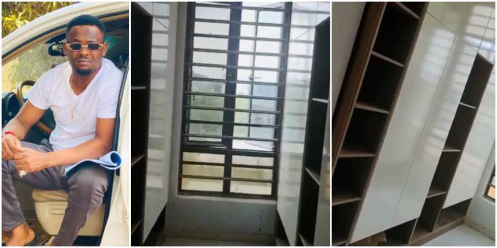 Me wey my clothes no pass 10: Actor Zubby Michael shows off huge closet in his Lagos home