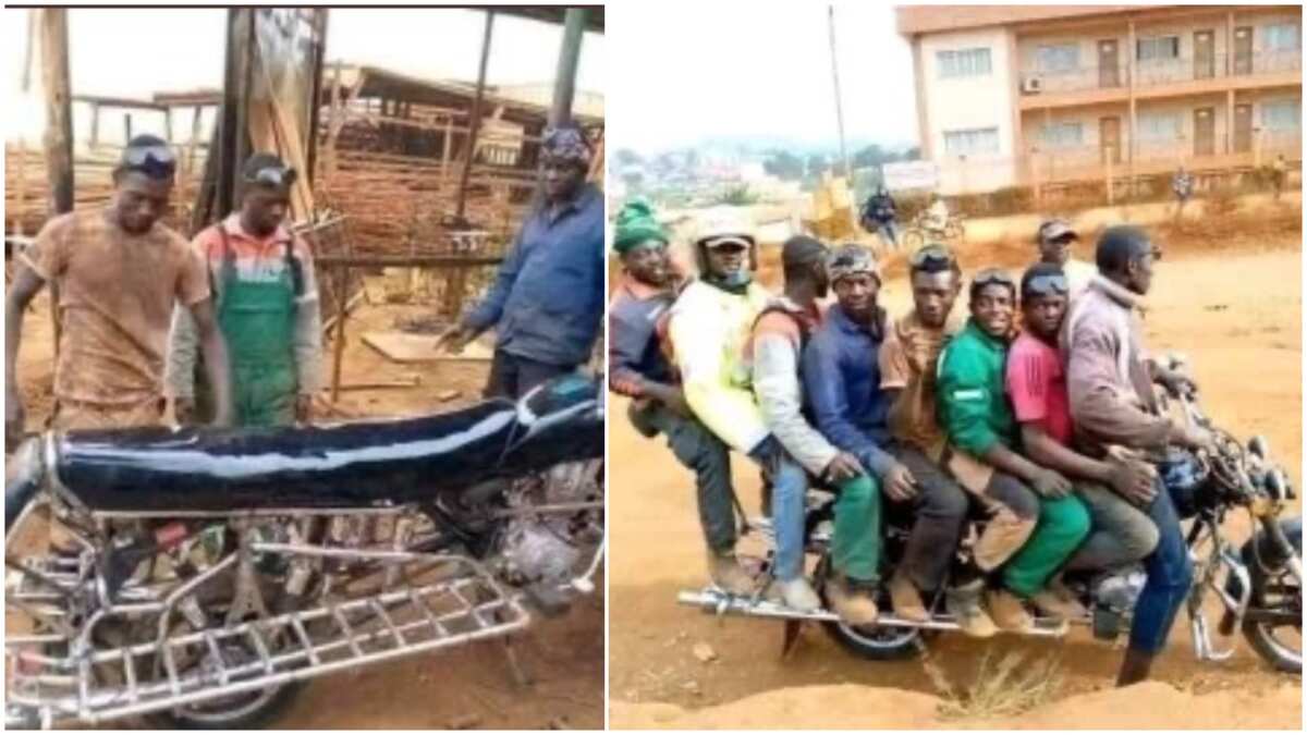 Photos of 'okada' with long seat that can carry 8 people at once 'break' the internet