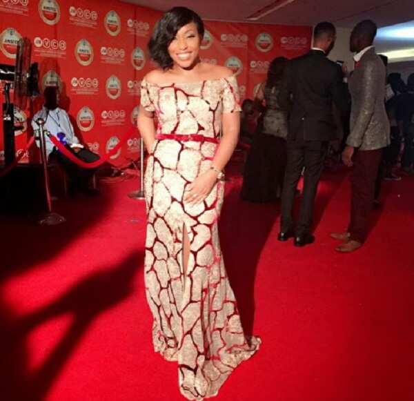 A photo of Rita Dominic on the red carpet.