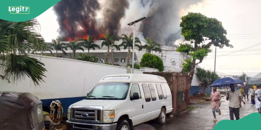 Christ Embassy headquarters currently on fire in Lagos