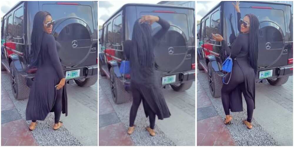 BBNaija Star Mercy Eke Shows off Recently Acquired G-Wagon with Customised Plate Number