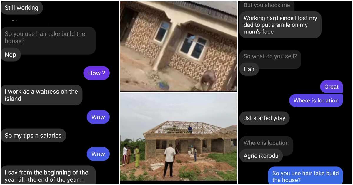 Photos surface as 25-year-old Lagos waitress builds a house for her parents, many react