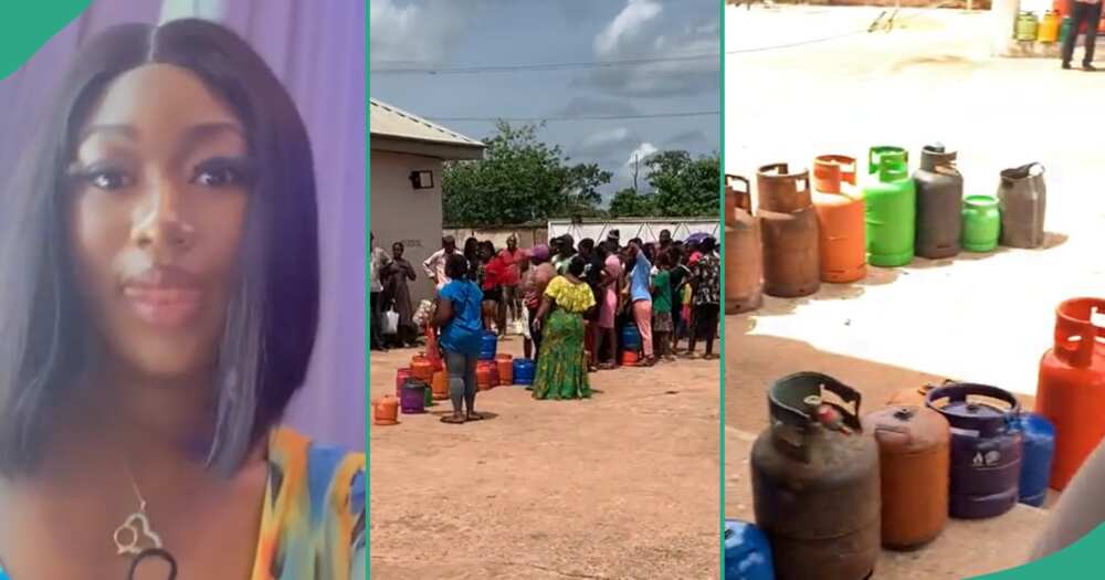 Nigerian lady buys cheap cooking gas in Enugu.