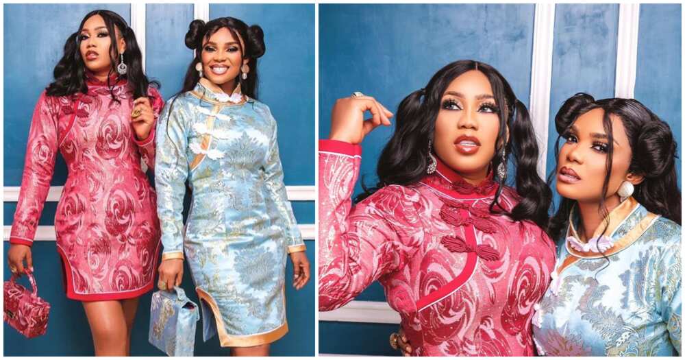 Yuppy mummies: Iyabo Ojo and celebrity stylist Toyin Lawani rock matching outfits in cute photos