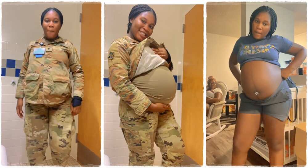 Photos of a Kaxandre, a pregnant soldier.