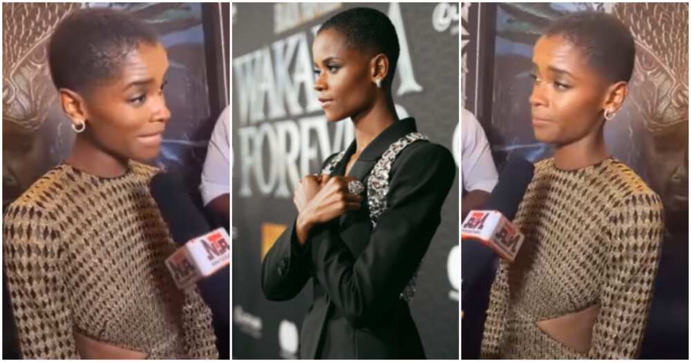 Black Panther actress Letitia Wright and Nigerian reporter.