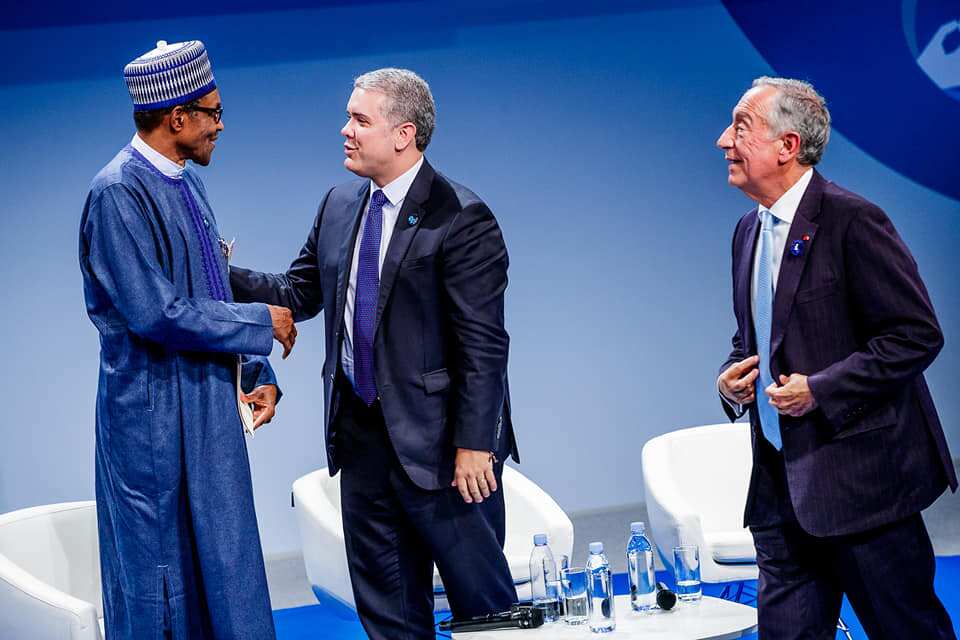 President Buhari delivers his speech at Paris Peace Forum Source: Femi Adesina