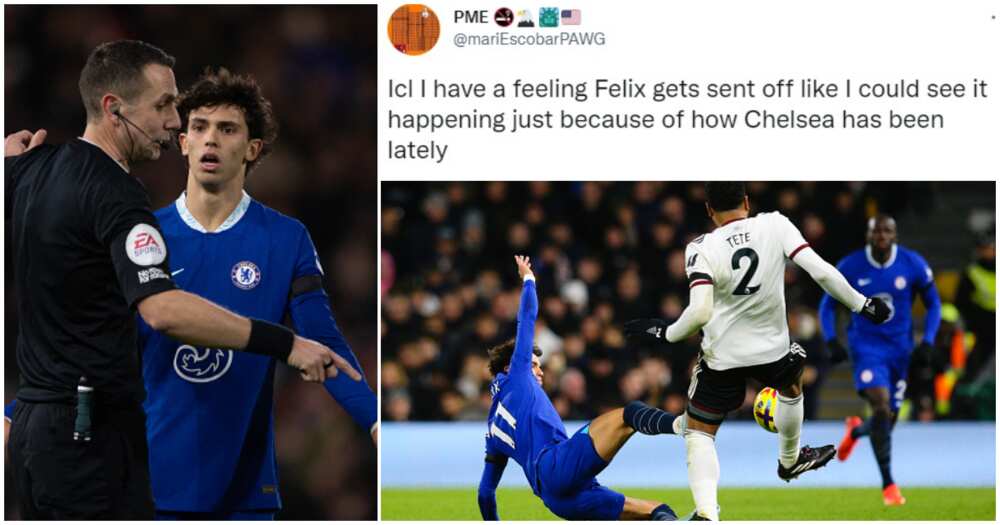 Chelsea vs Fulham 2023 result, Joao Felix sent off