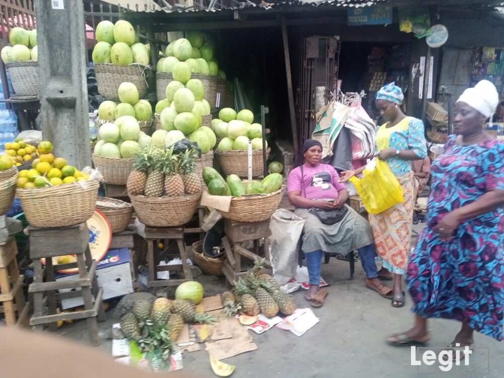 Pineapple and watermelon on display at Oyingbo market, Oyingbo, Lagos. Photo credit: Esther Odili