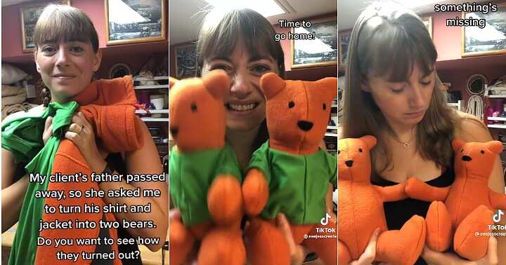 Lady turns dad's clothes to teddy bears, late father, memory