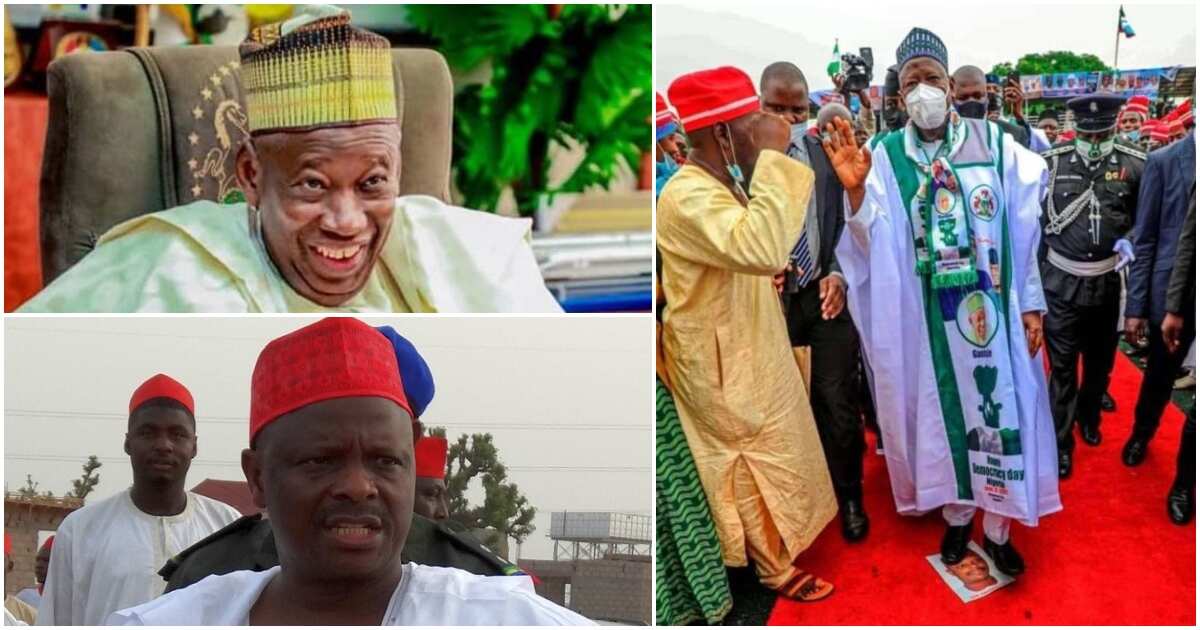 Ganduje reveals why he stepped on Kwankwaso's poster, faces harsh criticisms