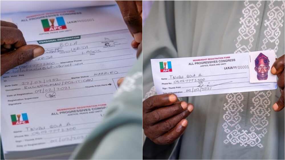 Errors on Tinubu’s APC registration form Errors on Tinubu’s APC registration form
