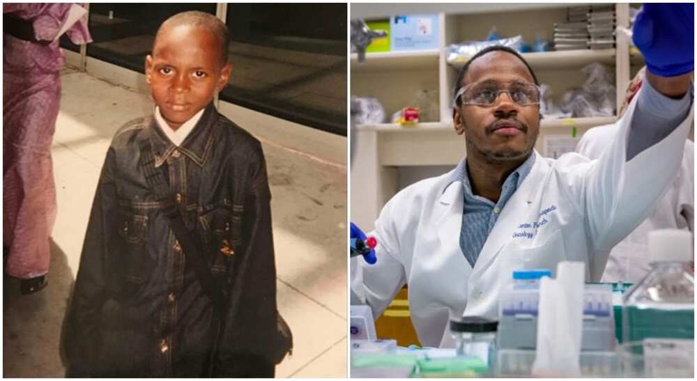 Photos of Umaru Barrie as a kid when he relocated to USA and now.
