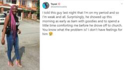 Many slam lady after she narrated what a male admirer did for her during her period