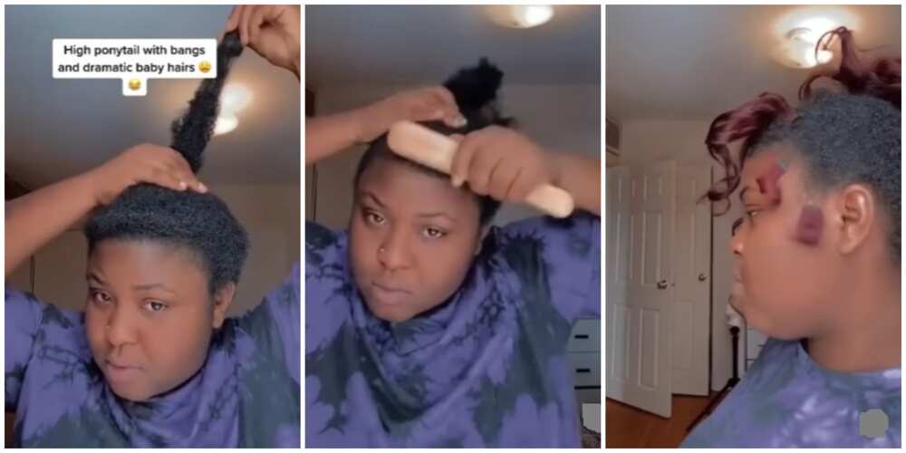 Photos of the lady styling her hair.