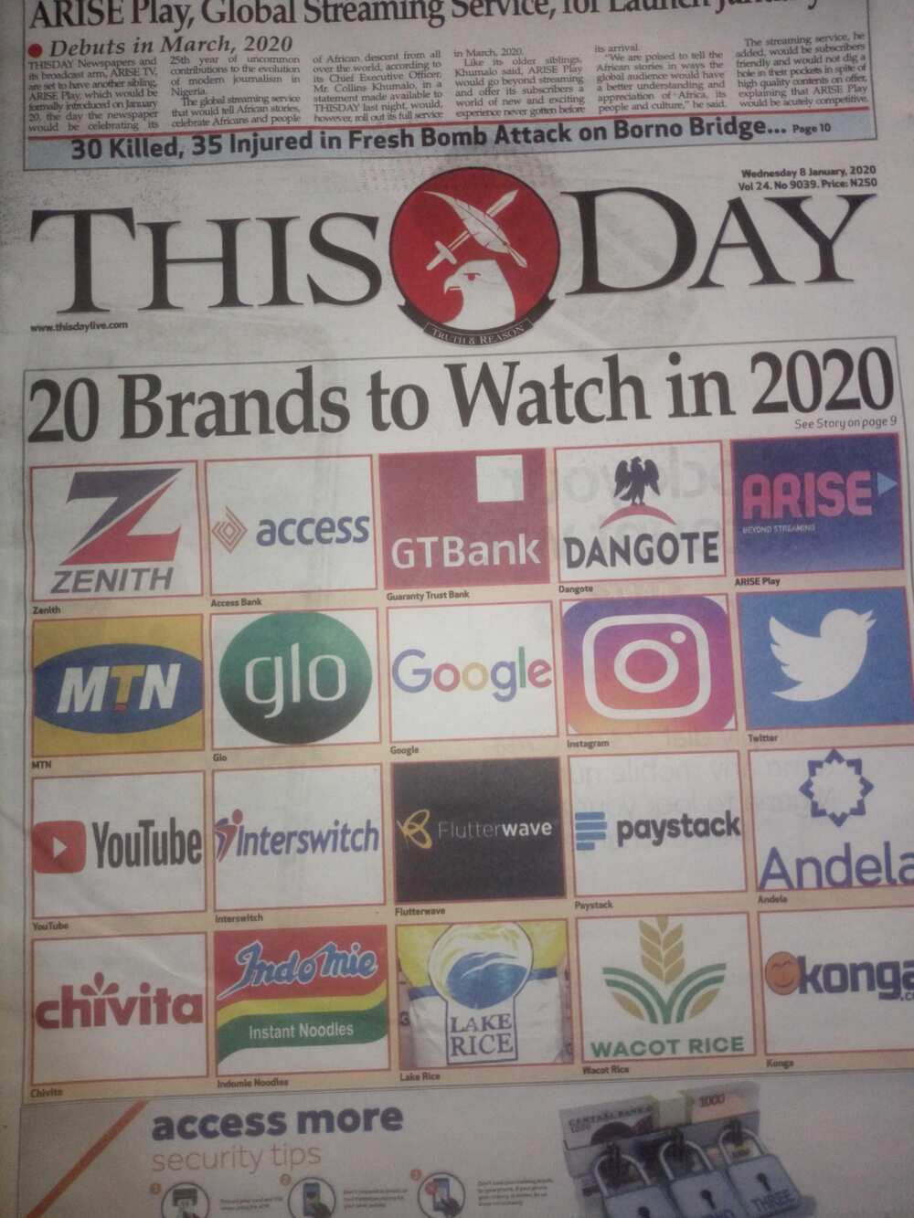 ThisDay newspaper review of January 8