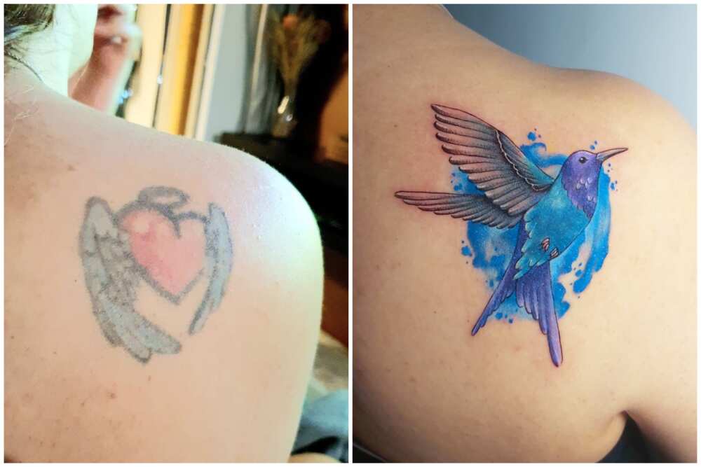 Love heart custom tattoo  Black tattoo cover up, Cover tattoo