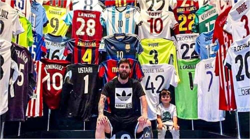 Cristiano Ronaldo’s Shirt Missing As Rival Lionel Messi Poses With Scores of Player Jerseys He Had Swap With