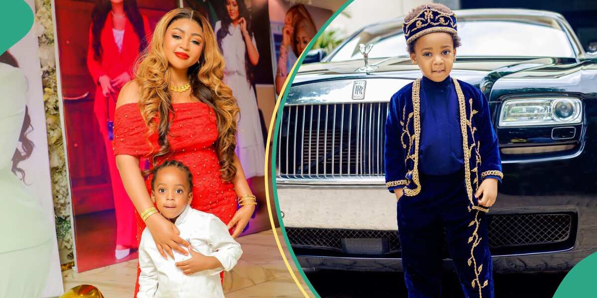 Watch as Regina Daniels' first son makes acting debut in Nollywood