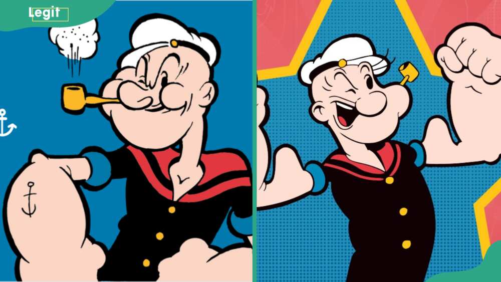 Popeye with a kiko in his mouth