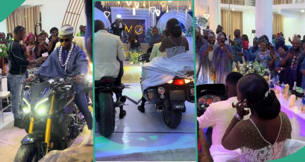Stunning video of couple storming their wedding venue in bikes