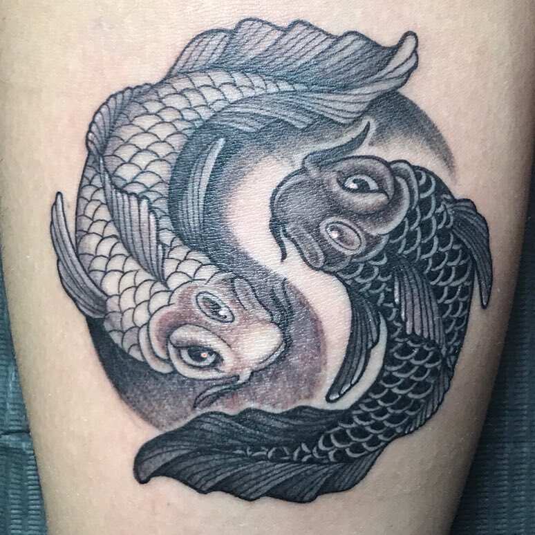 Black Poison Tattoo Studio - The word Pisces is the translation of the Fish  in Latin. The Pisces symbol is two fish swimming in opposite directions. It  depicts the two gifts of