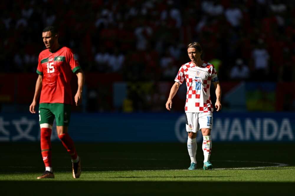 Selim Amallah (L) helped Morocco hold Luka Modric's Croatia to a goalless draw in their World Cup opener