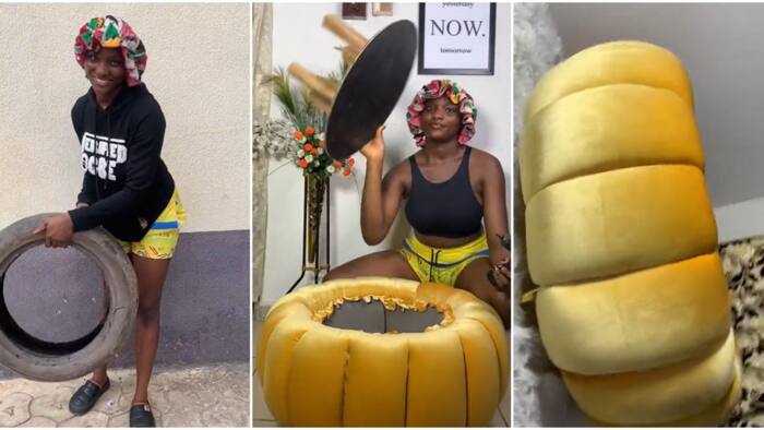 "You are so talented": Creative lady converts old car tires into beautiful center table, video goes viral