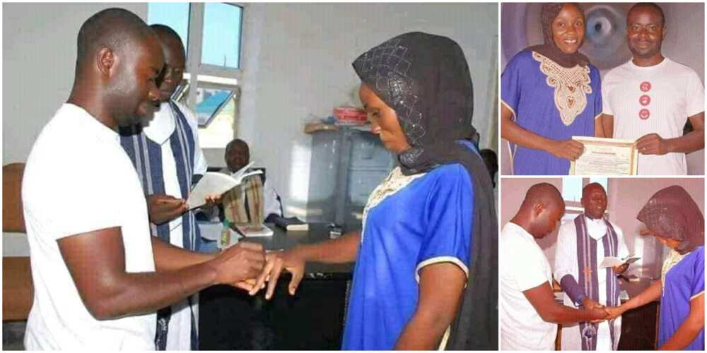 Mixed reactions as Nigerian couple tied the knot inside pastor's office wearing casual clothes