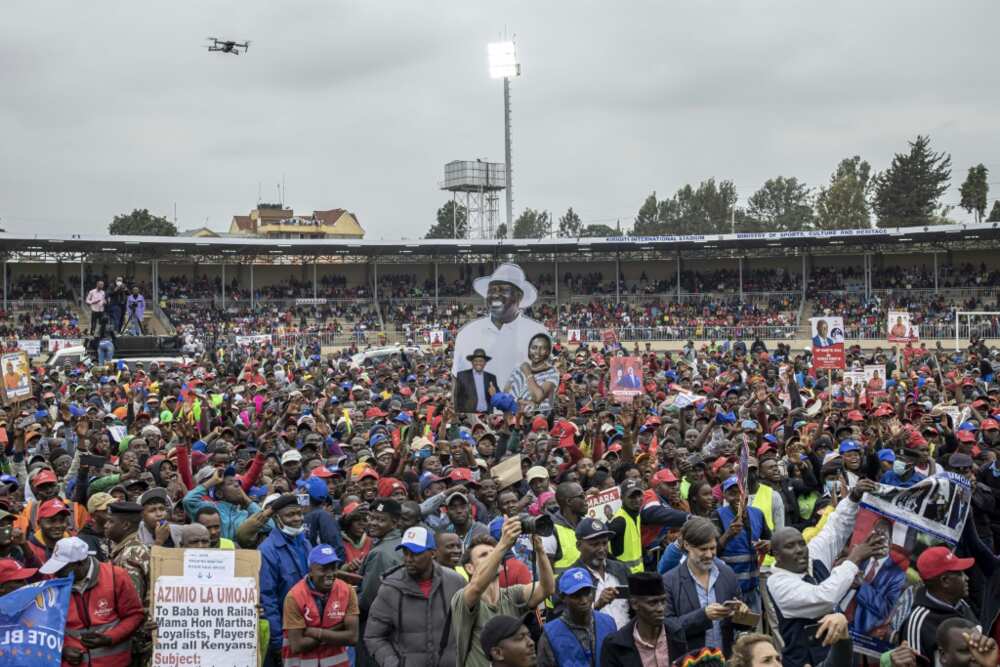 A campaign rally for Raila Odinga and his running mate Martha Karua