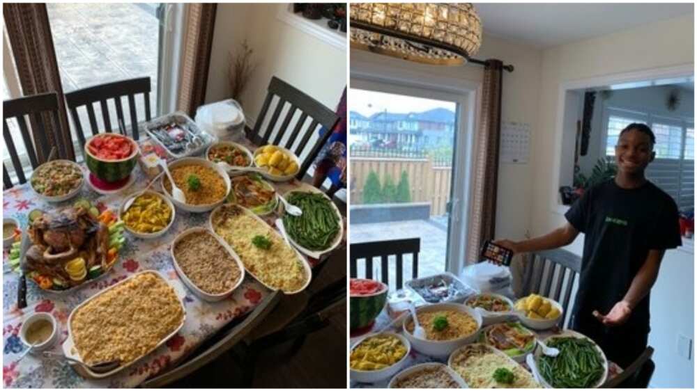 The boy was all smiles as he posed with his dishes.
Photo source: Twitter/@Kingflacko3