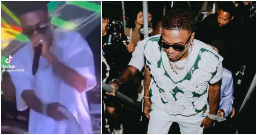 Wizkid lashes out at someone during show.