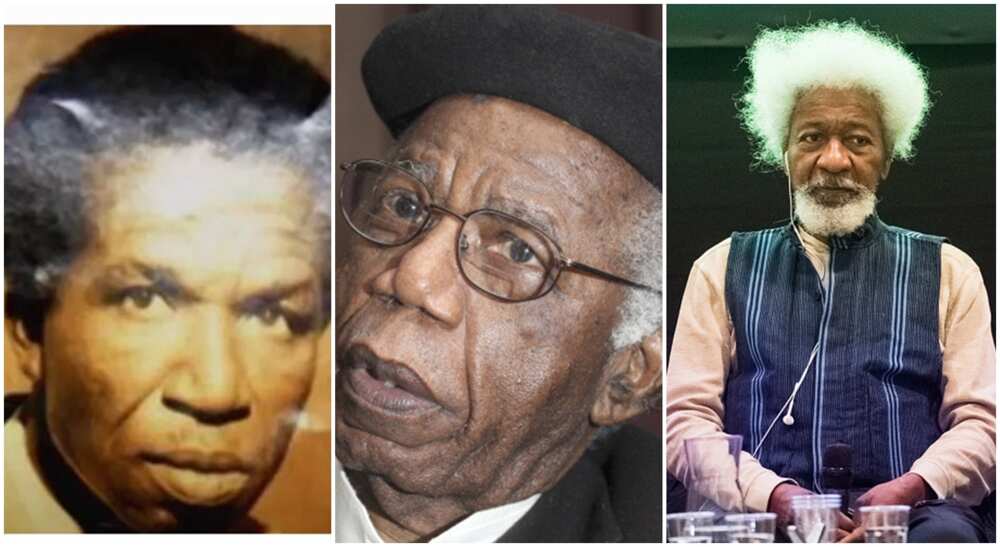 Photos of Cyprian Ekwensi, Chinua Achebe and Wole Soyinka.